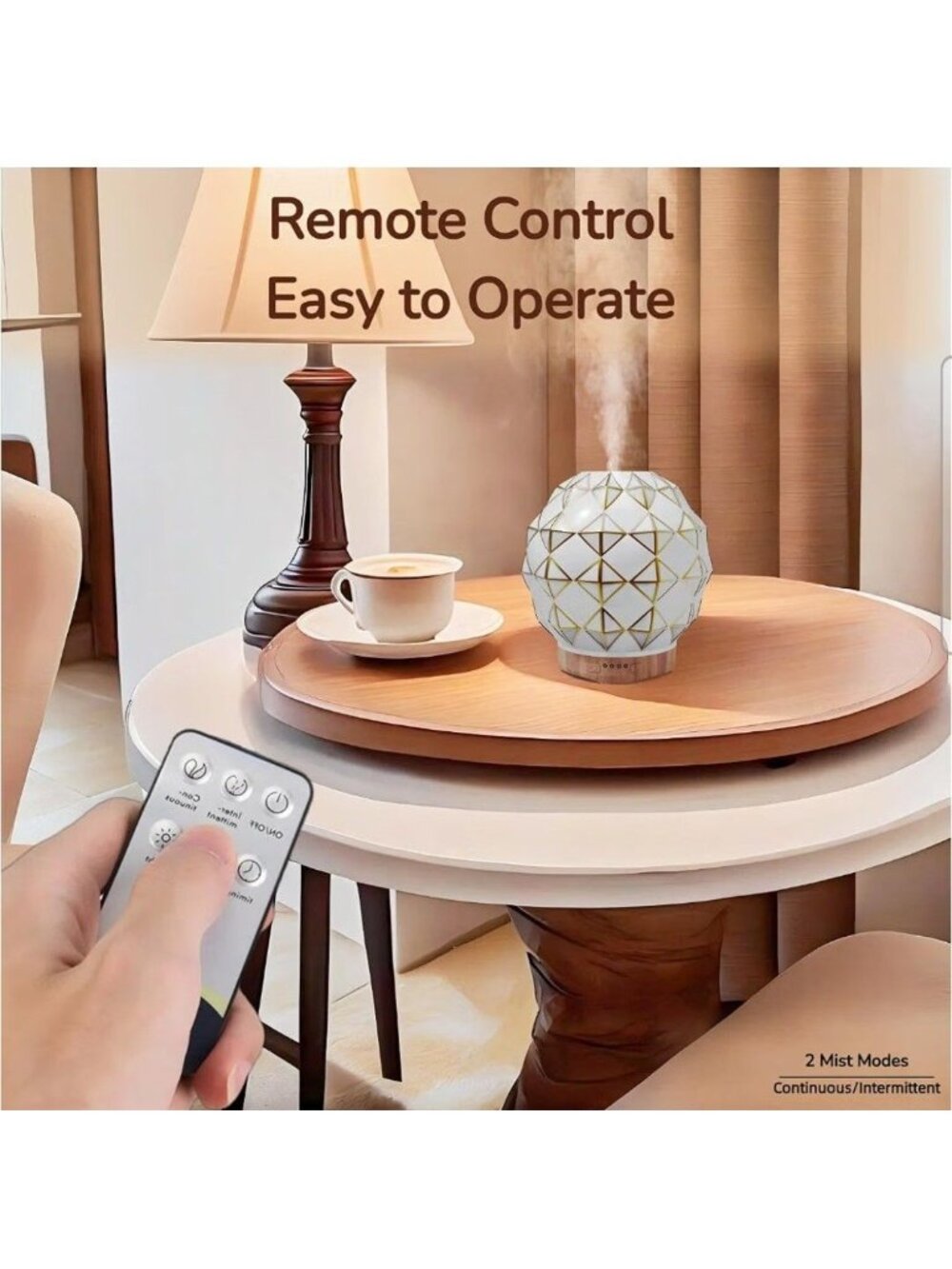 Essential Oil Diffuser, Handcrafted- Glass Aromatherapy Diffuser w/7 Color LED - Picture 3 of 7